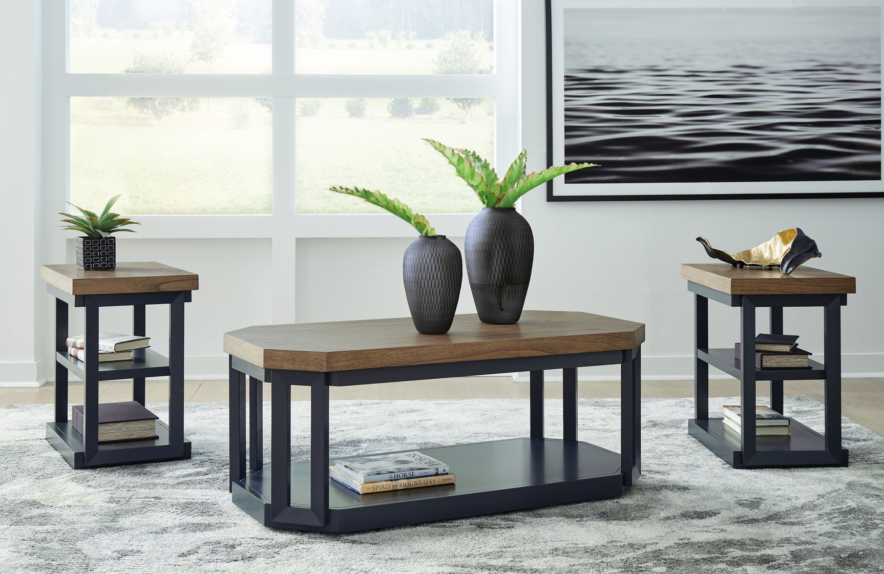 Sam's Furniture - Ashley Furniture - Landocken Table (Set of 3) - Occasional Table Set (3/CN) / Brown/Blue - T402-13