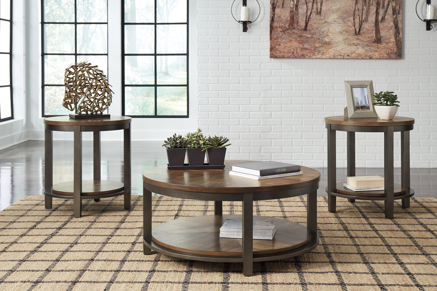 Sam's Furniture - Ashley Furniture - Roybeck Table (Set of 3) - Occasional Table Set (3/CN) / Light Brown/Bronze - T411-13