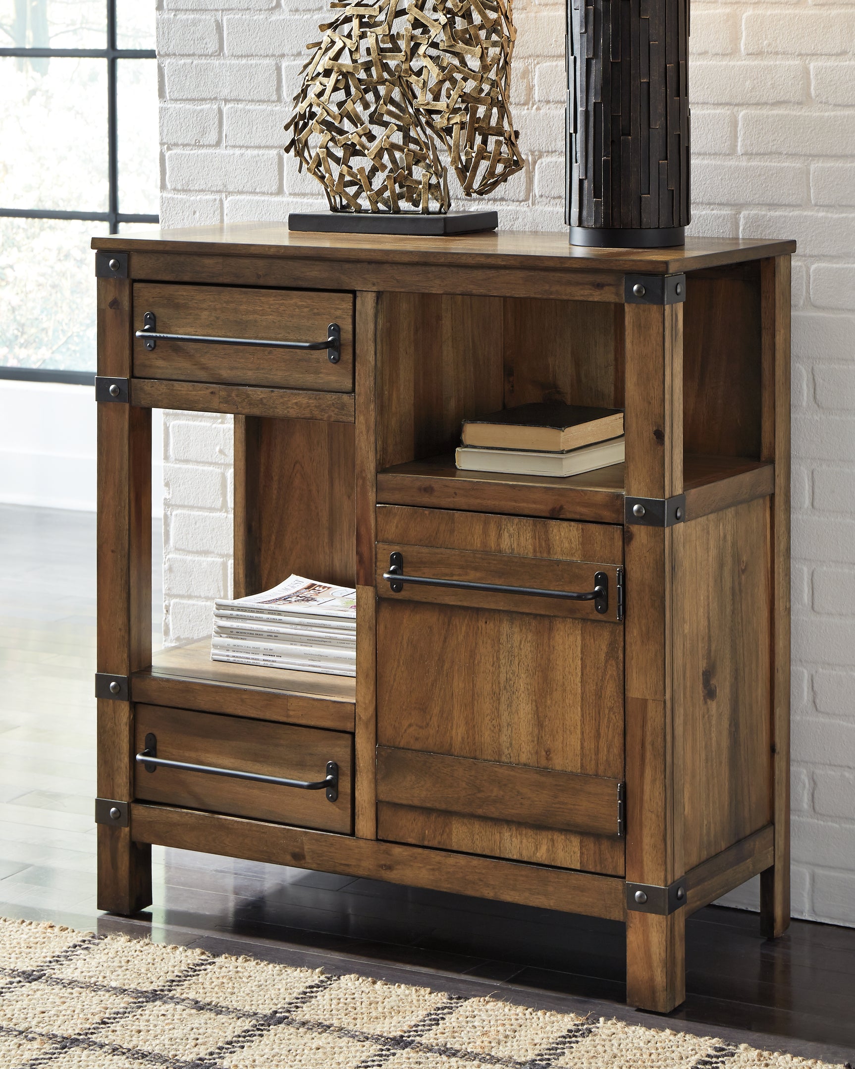 Sam's Furniture - Ashley Furniture - Roybeck Accent Cabinet - Accent Cabinet / Light Brown/Bronze - T411-40
