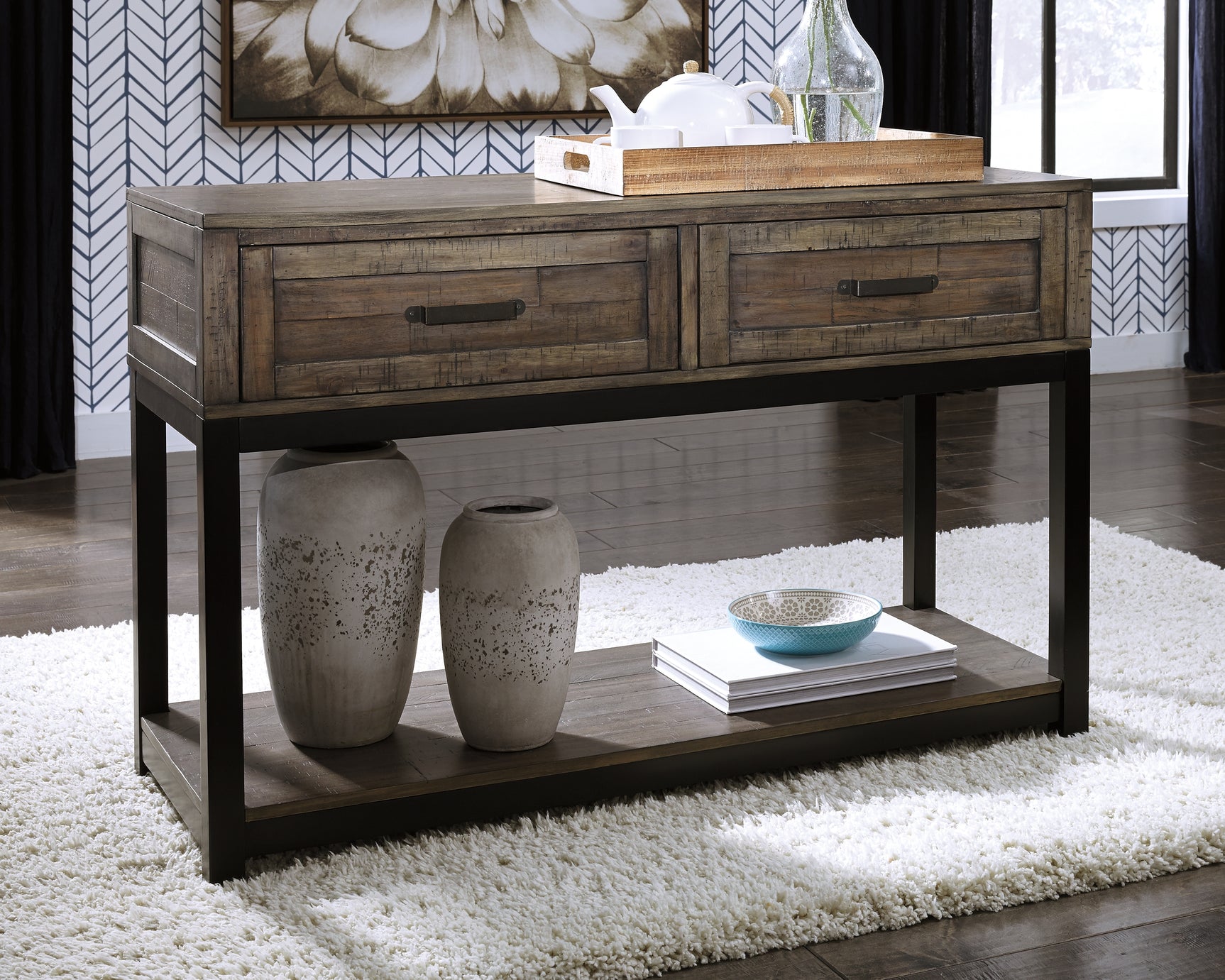 Sam's Furniture - Ashley Furniture - Johurst Sofa/Console Table - Sofa Table / Grayish Brown - T444-4