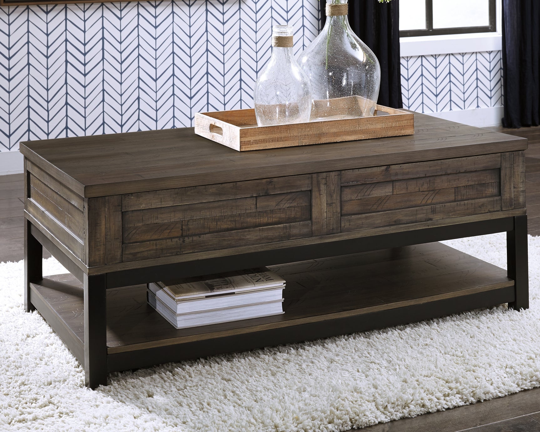 Sam's Furniture - Ashley Furniture - Johurst Coffee Table with Lift Top - LIFT TOP COCKTAIL TABLE / Grayish Brown - T444-9