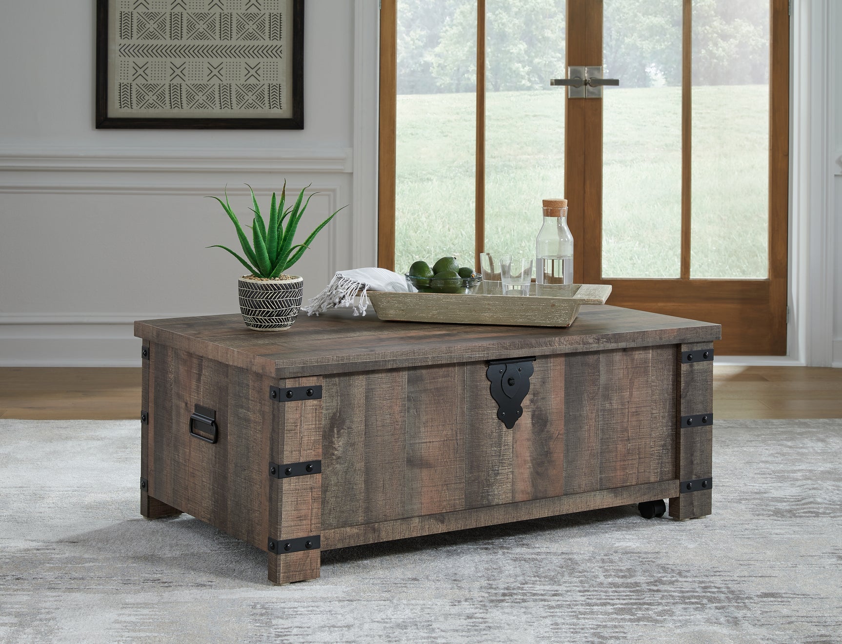 Sam's Furniture - Ashley Furniture - Hollum Lift-Top Coffee Table - Lift Top Cocktail Table / Rustic Brown - T466-9
