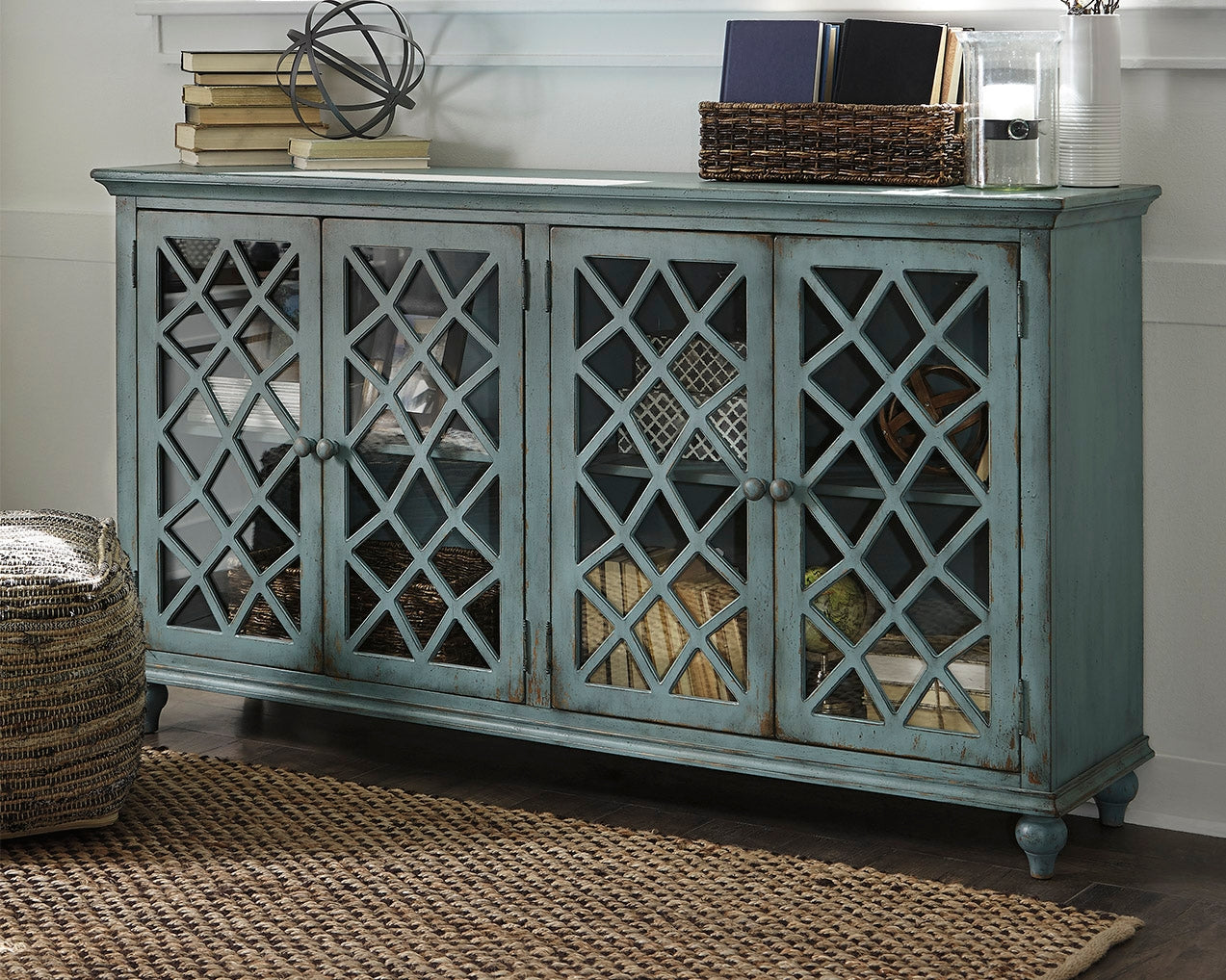 Sam's Furniture - Ashley Furniture - Mirimyn Accent Cabinet - Accent Cabinet / Antique Teal - T505-762