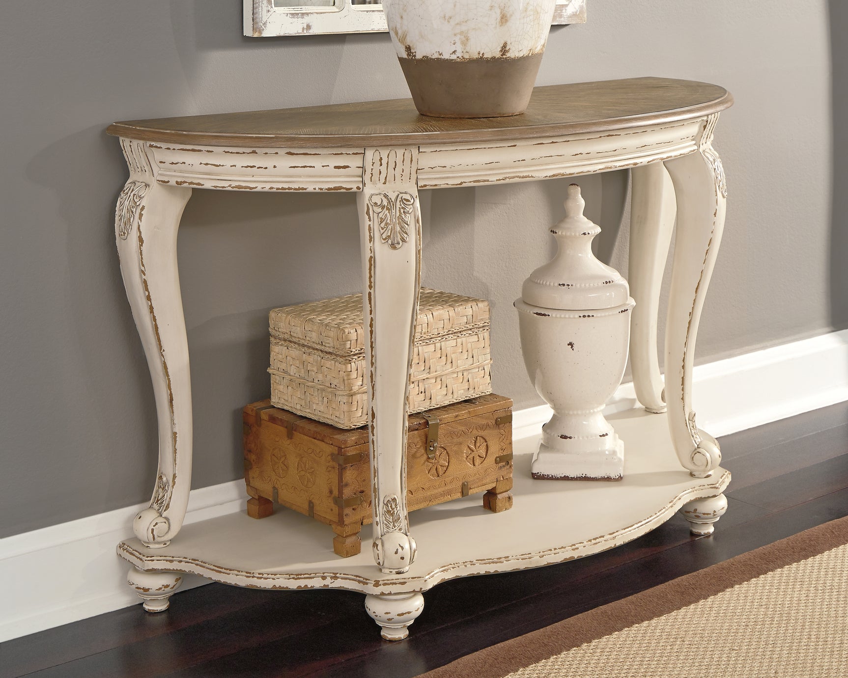 Sam's Furniture - Ashley Furniture - Realyn Sofa Table - Sofa Table / White/Brown - T743-4