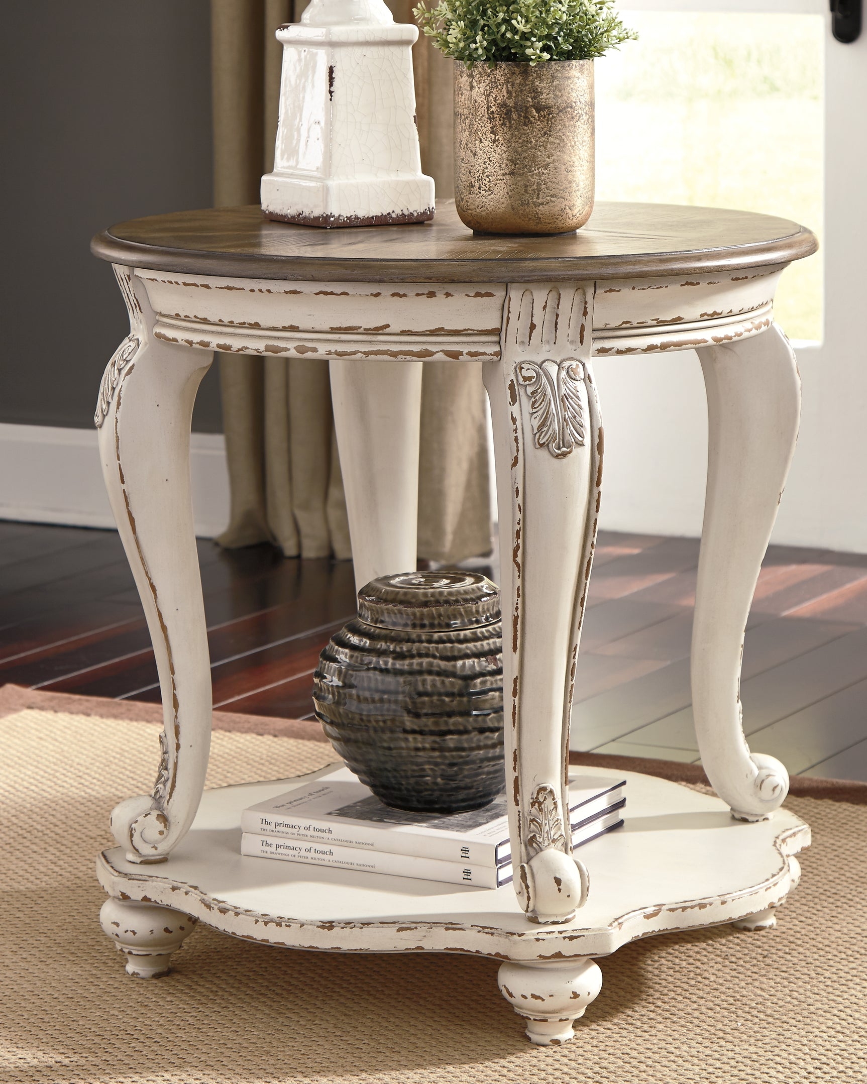 Sam's Furniture - Ashley Furniture - Realyn End Table - Round End Table / White/Brown - T743-6