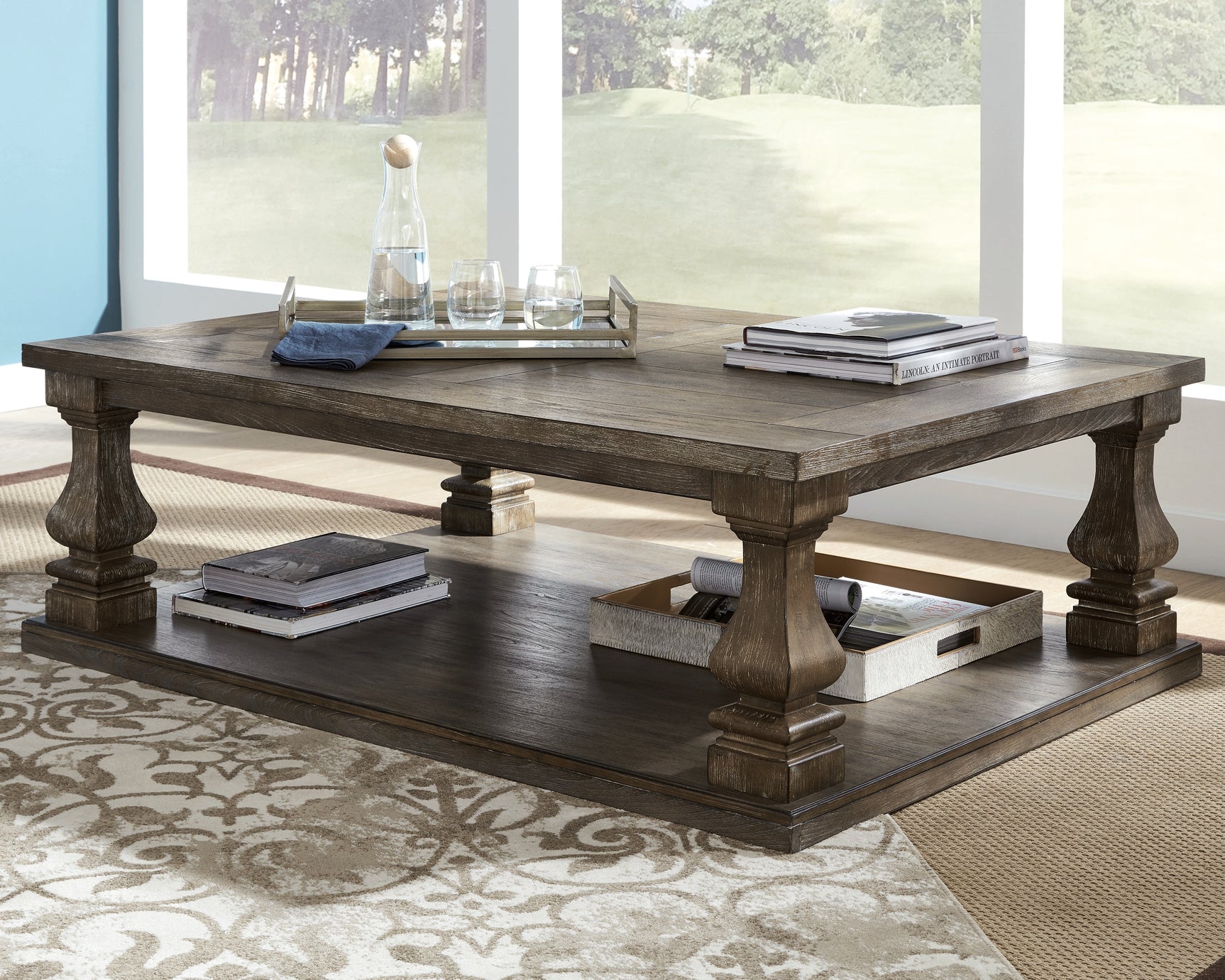 Sam's Furniture - Ashley Furniture - Johnelle Coffee Table - Rectangular Cocktail Table / Gray - T776-1