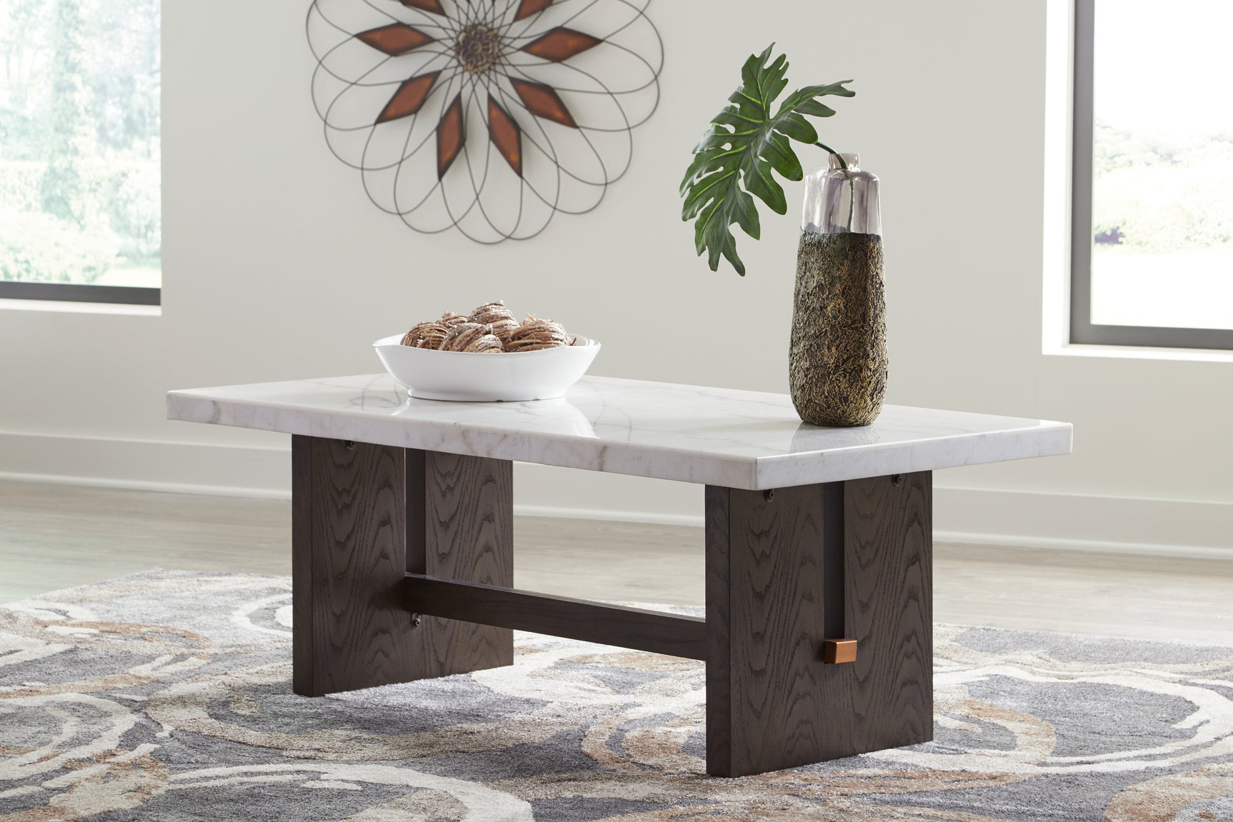 Sam's Furniture - Ashley Furniture - Burkhaus Coffee Table - Rectangular Cocktail Table / White/Dark Brown - T779-1