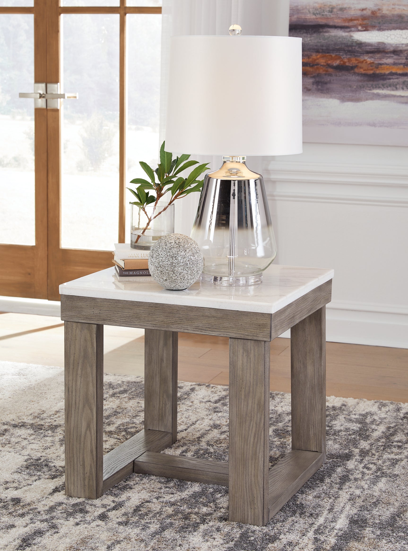 Sam's Furniture - Ashley Furniture - Loyaska End Table - Rectangular End Table / Grayish Brown/White - T854-3