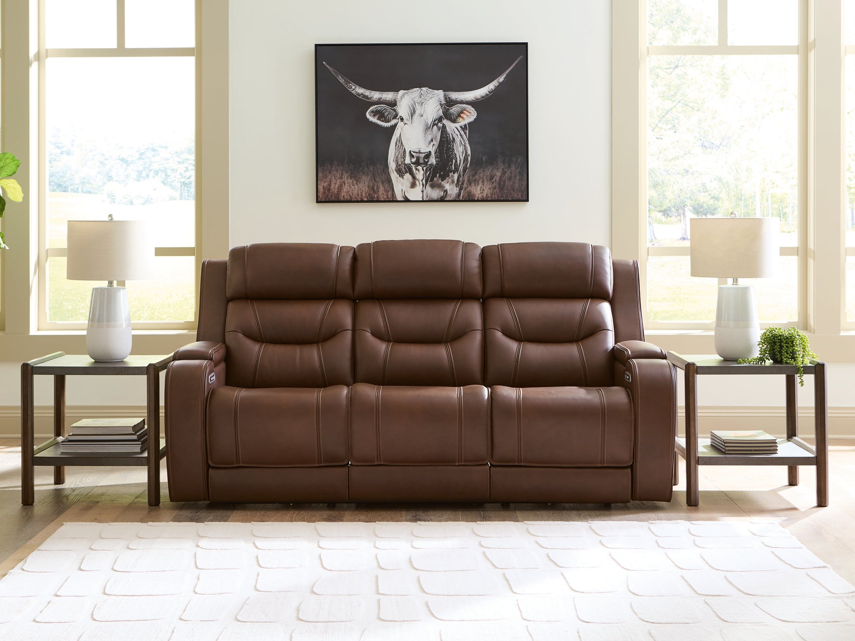 Sam's Furniture - Ashley Furniture - Knightington Living Room - PWR REC Sofa w/Audio Seating / Brown - PCU1160215A
