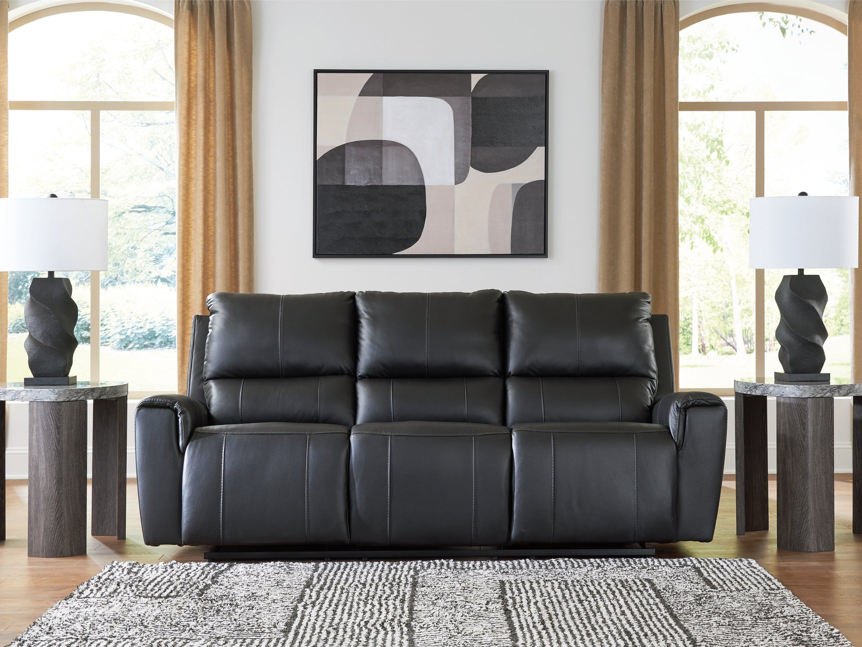 Sam's Furniture - Ashley Furniture - Glossmore Living Room - Reclining Sofa / Black - PCU1170088