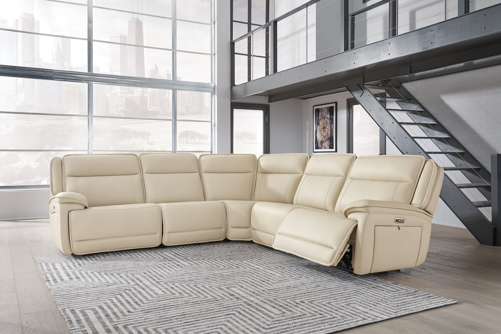 Sam's Furniture - Ashley Furniture - Double Deal Sectional - 5-Piece Power Reclining Sectional / Almond - U13001S2