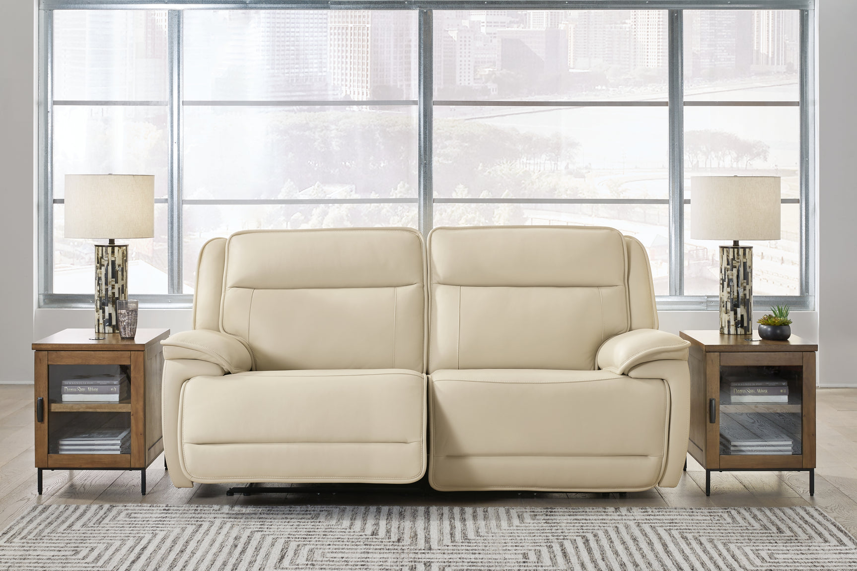 Sam's Furniture - Ashley Furniture - Double Deal Sectional - 2-Piece Power Reclining Loveseat Sectional / Almond - U13001S3