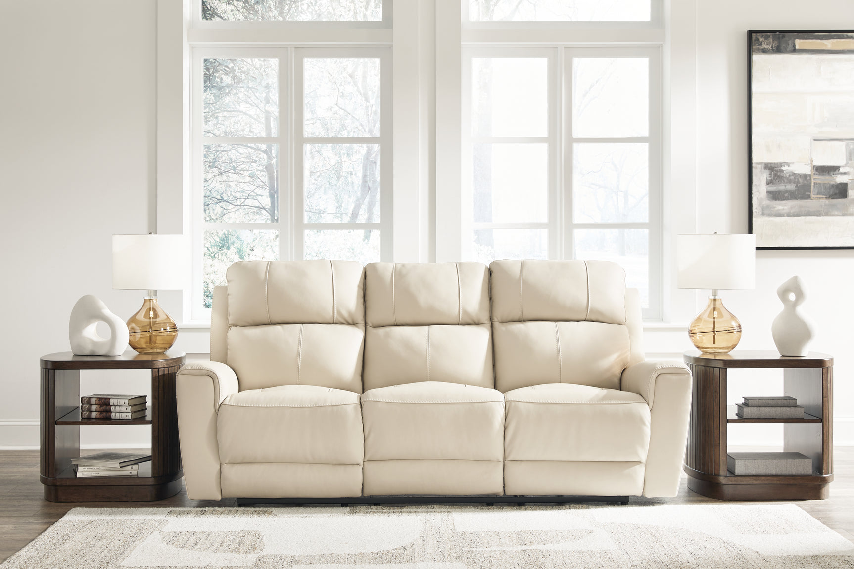 Sam's Furniture - Ashley Furniture - Dahlmoore Living Room - DBL REC PWR Loveseat w/Console / Almond - U1320096