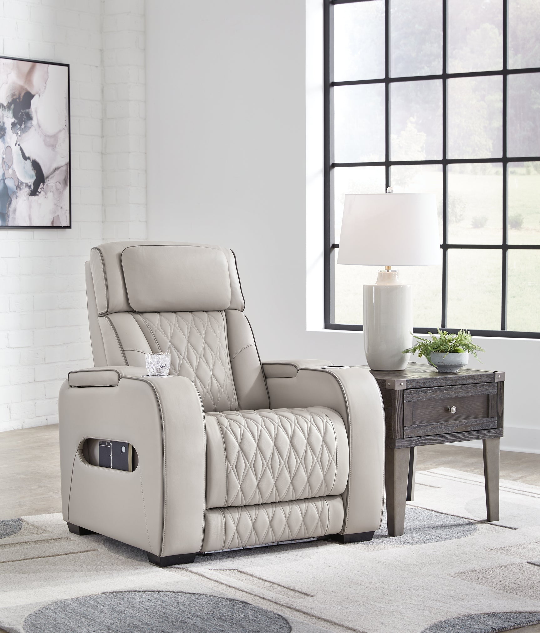 Sam's Furniture - Ashley Furniture - Boyington Living Room - PWR Recliner/ADJ Headrest / Gray - U2710513