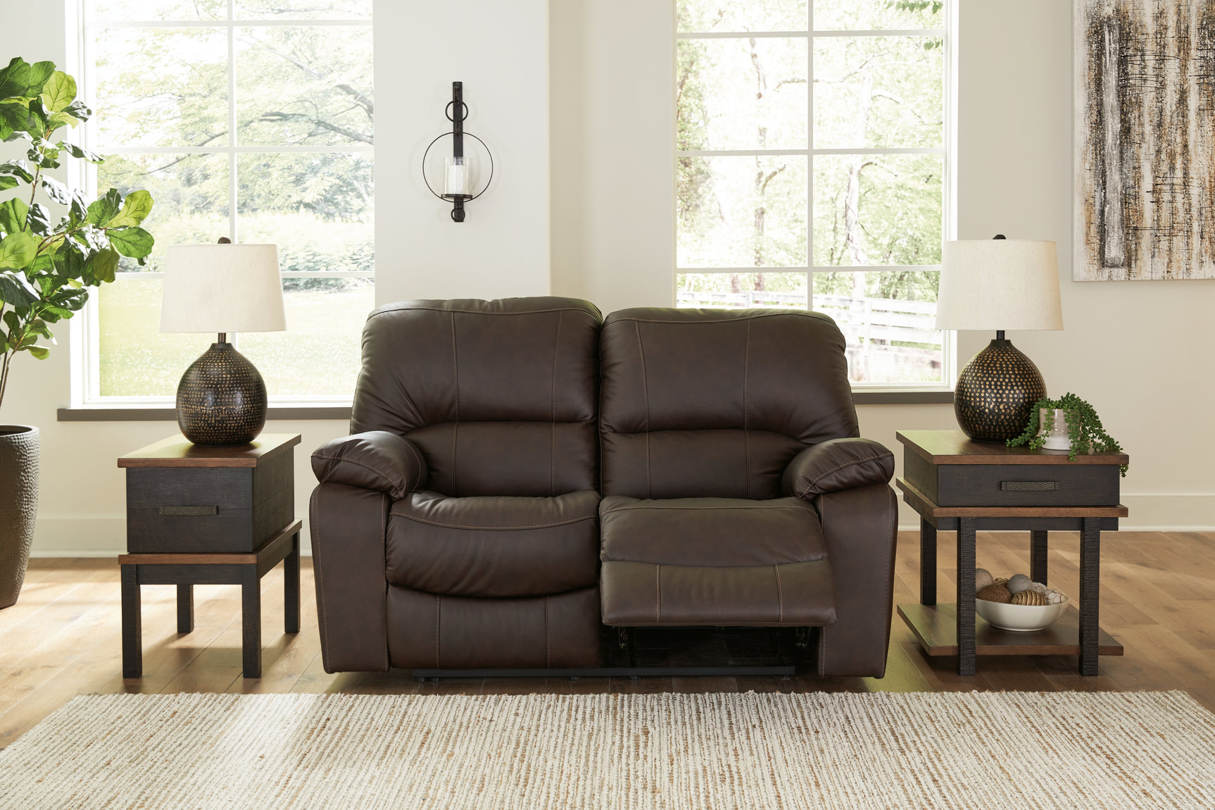 Sam's Furniture - Ashley Furniture - Leesworth Living Room - Reclining Power Loveseat / Dark Brown - U4380874