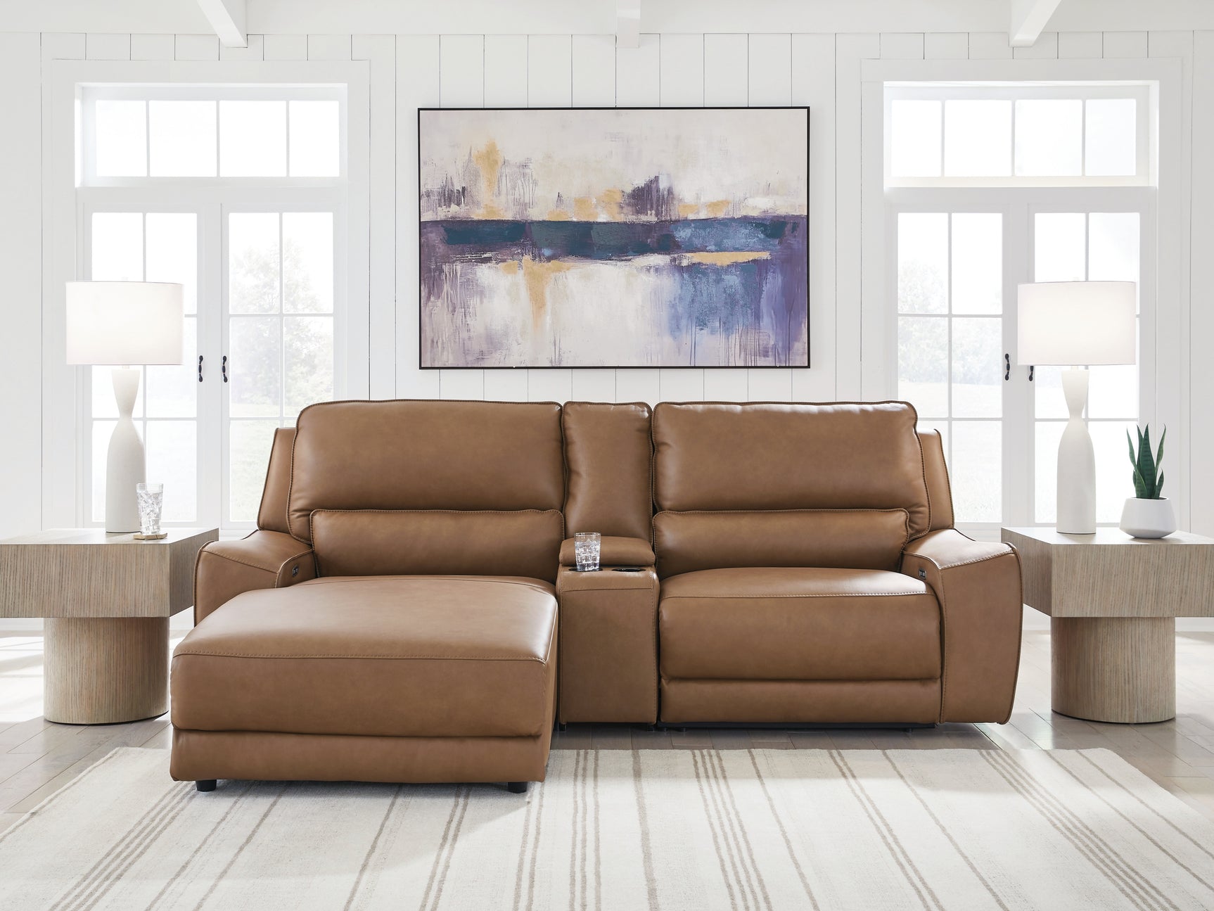 Sam's Furniture - Ashley Furniture - DeepWakes Sectional - 3-Piece Power Reclining Sectional with Chaise / Caramel - PCU62606S17