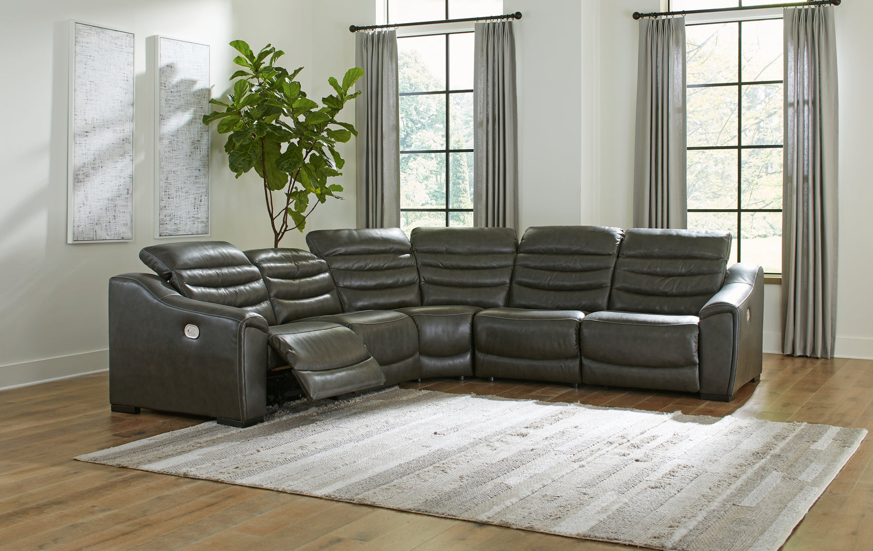 Sam's Furniture - Ashley Furniture - Center Line Sectional - 7-Piece Power Reclining Sectional / Dark Gray - U63404S7