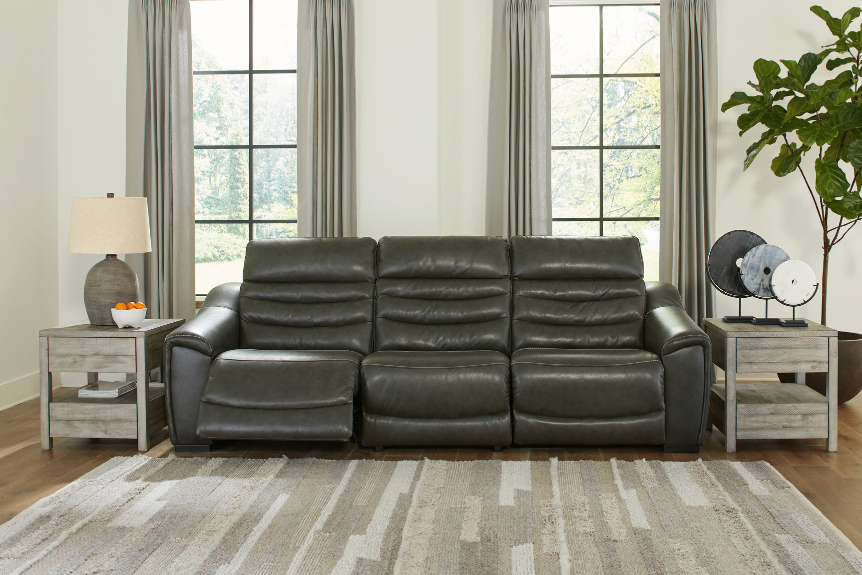 Sam's Furniture - Ashley Furniture - Center Line Sectional - 3-Piece Power Reclining Sectional Sofa / Dark Gray - U63404S5