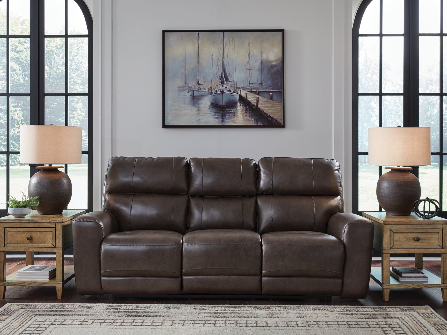 Sam's Furniture - Ashley Furniture - Crossplex Living Room - PWR REC Sofa with ADJ Headrest / Smoke - PCU6450615