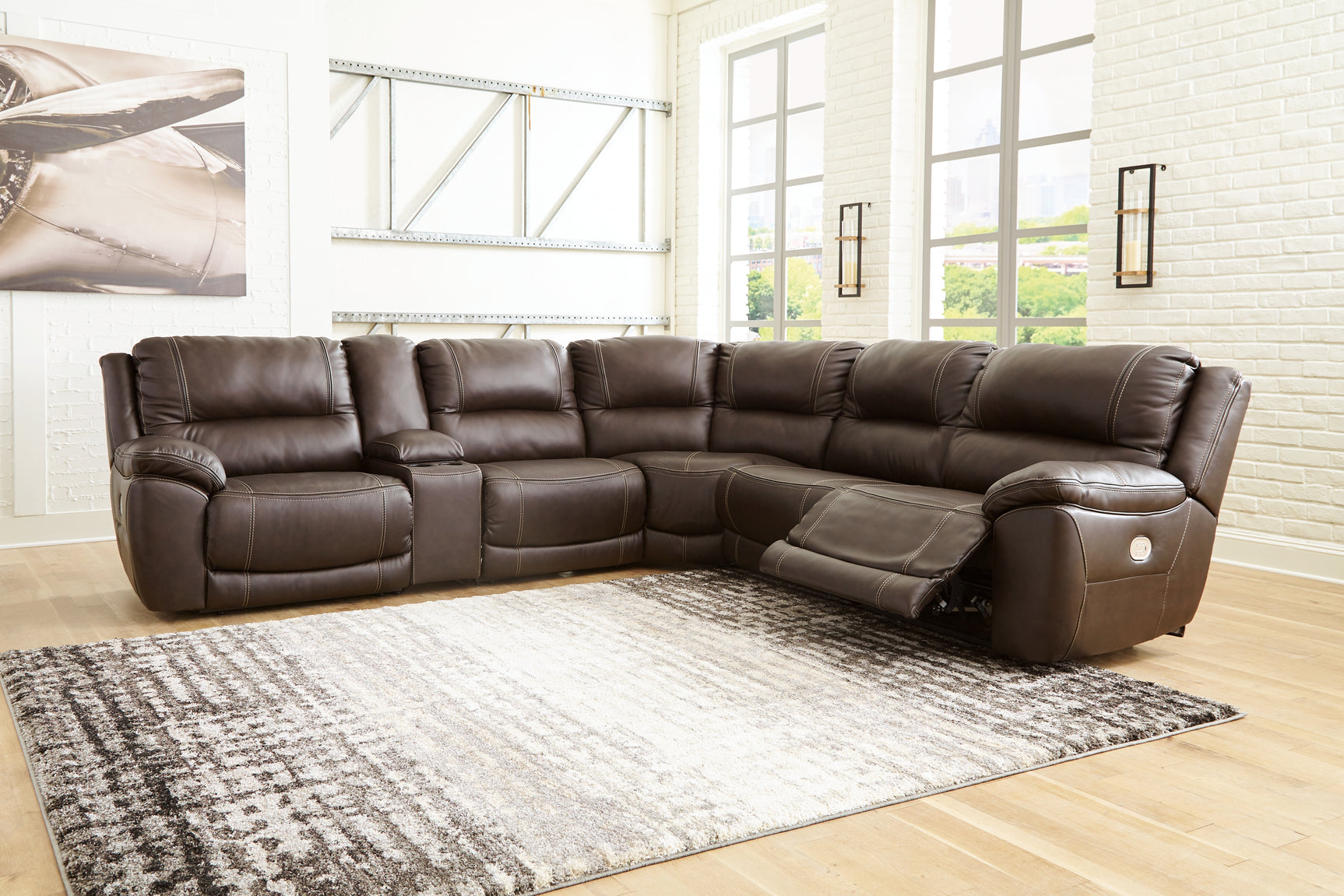Sam's Furniture - Ashley Furniture - Dunleith Sectional - 6-Piece Power Reclining Sectional / Chocolate - U71604S2