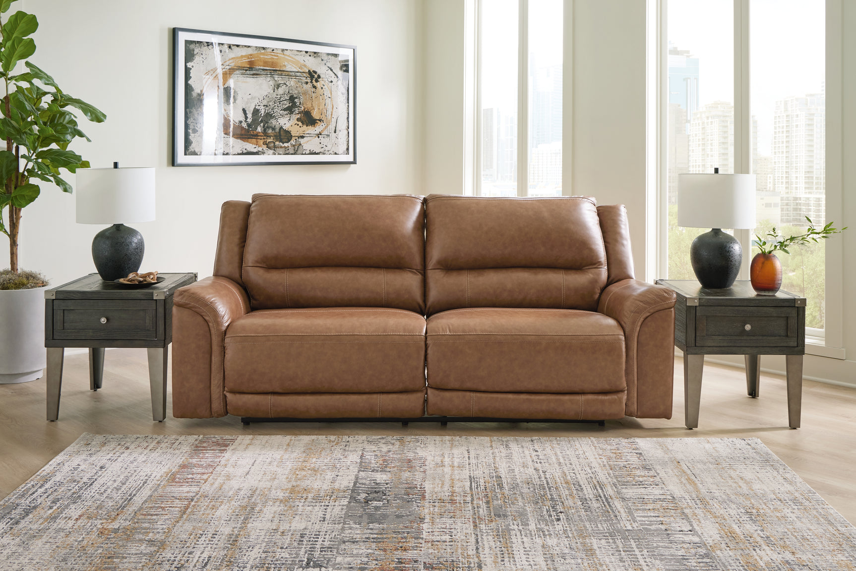 Sam's Furniture - Ashley Furniture - Trasimeno Living Room - 2 Seat PWR REC Sofa ADJ HDREST / Caramel - U8281547