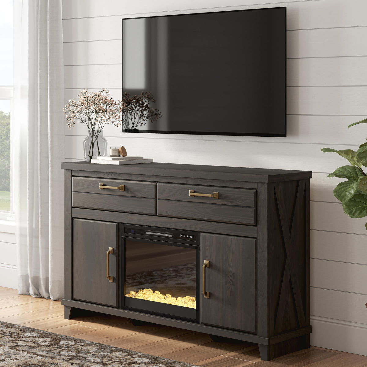 Sam's Furniture - Ashley Furniture - Brazen Valley 60" TV Stand with Electric Fireplace - 60" TV Stand with Electric Fireplace - W2648W3