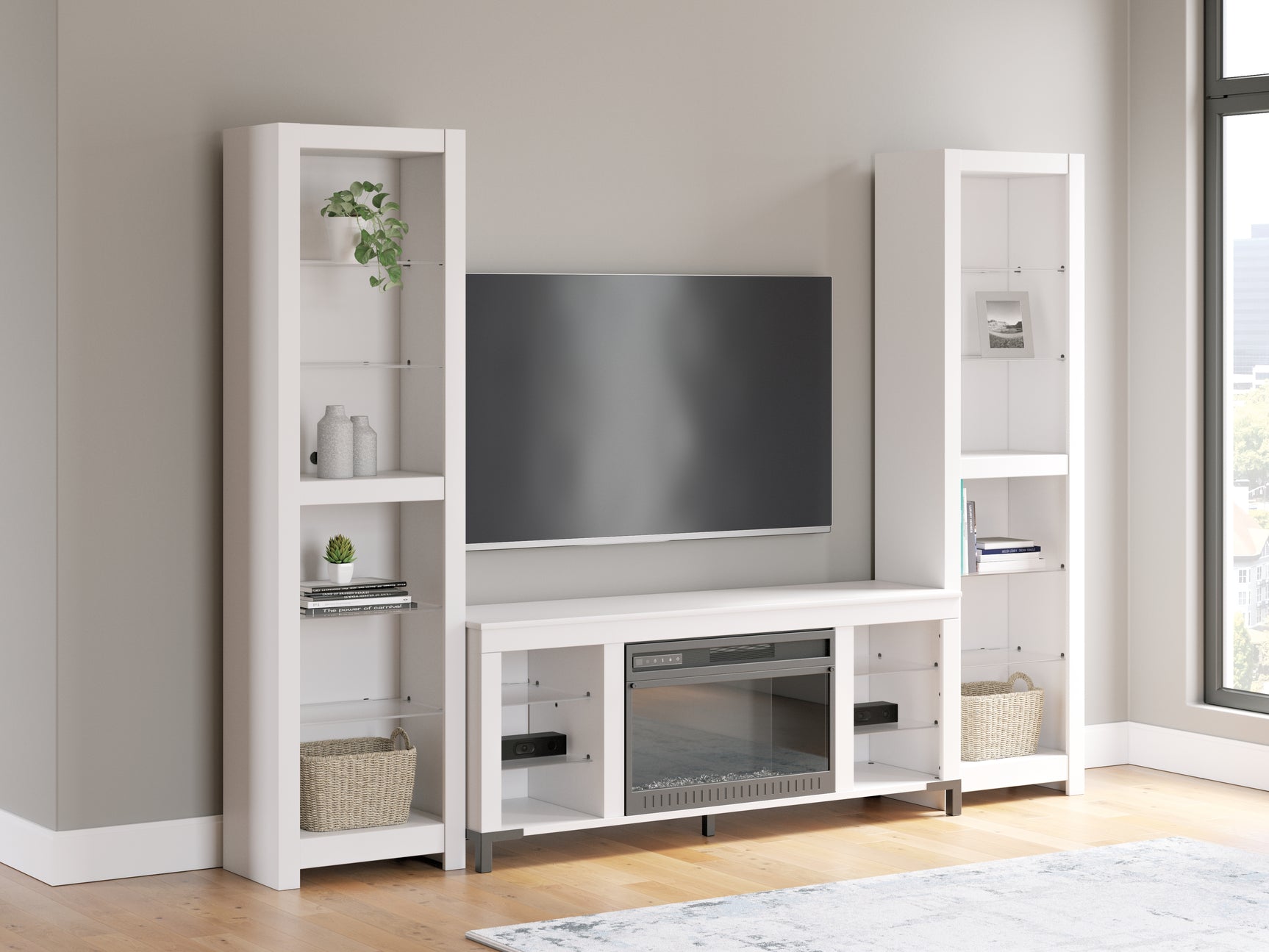 Sam's Furniture - Ashley Furniture - Brollevi Entertainment Center - 3-Piece Entertainment Center / White - W2722W1