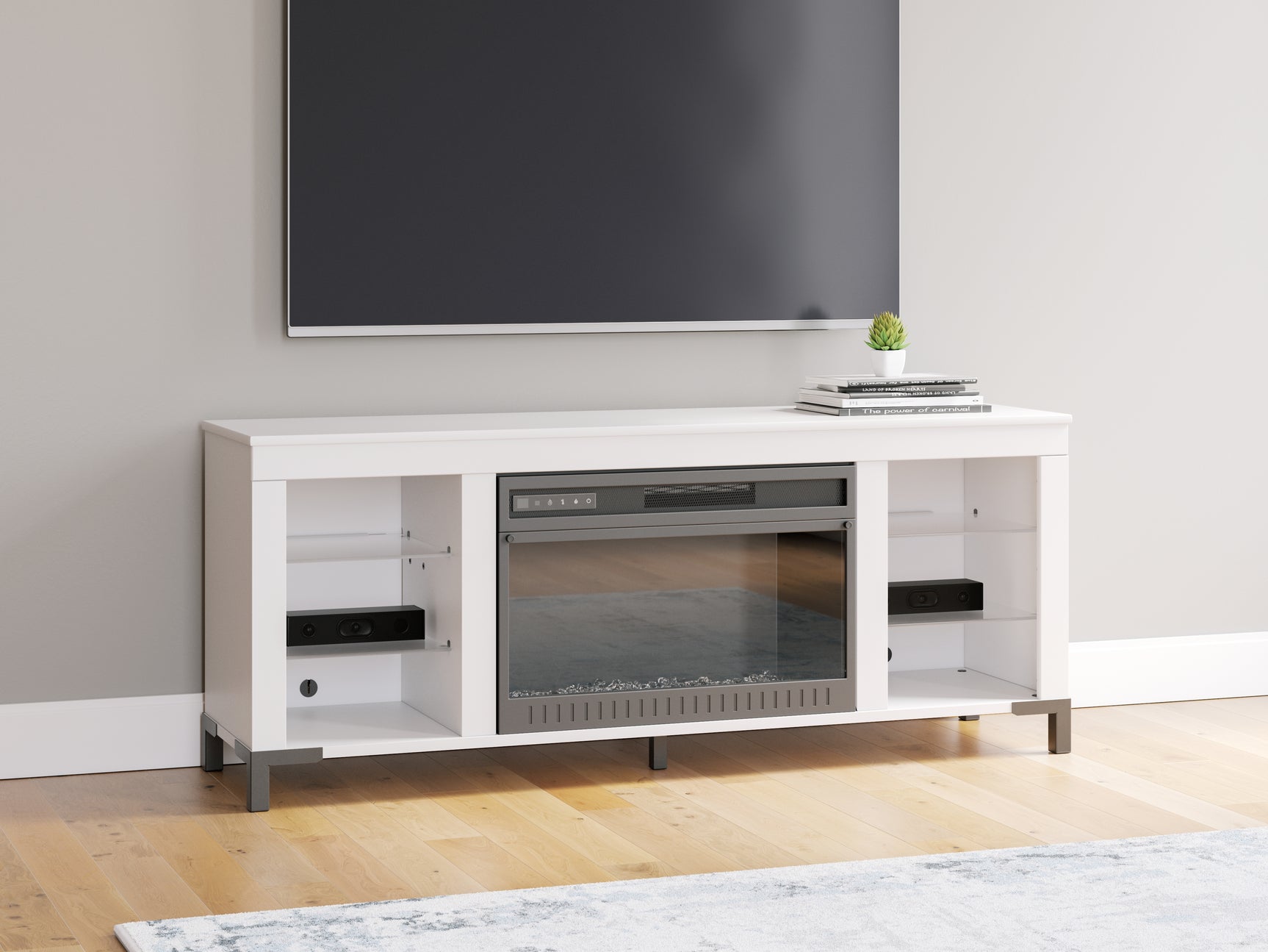 Sam's Furniture - Ashley Furniture - Brollevi TV Stand - 60" with Electric Fireplace / White - W2722-168