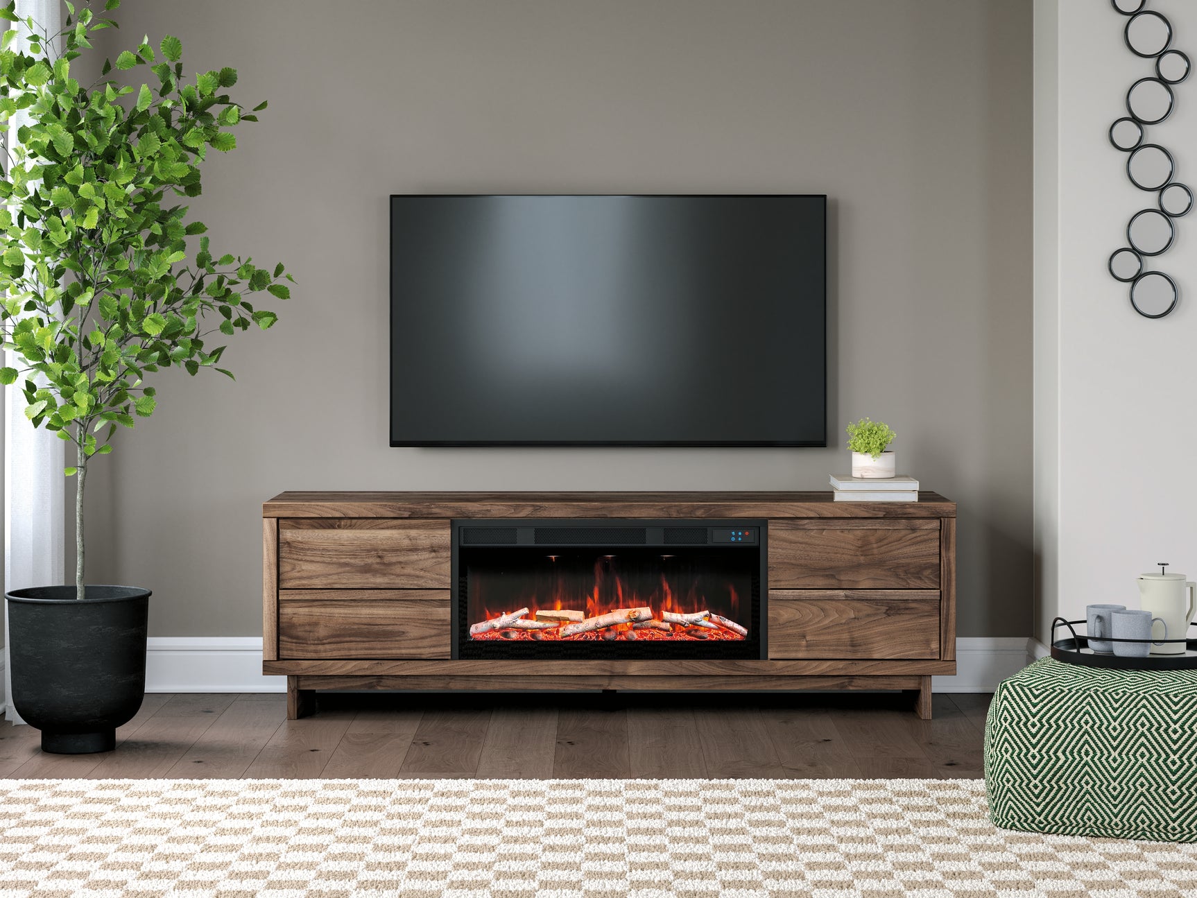 Sam's Furniture - Ashley Furniture - Zadilyn 72" TV Stand with Electric Fireplace - 72" TV Stand with Electric Fireplace / Brown - W3367W1