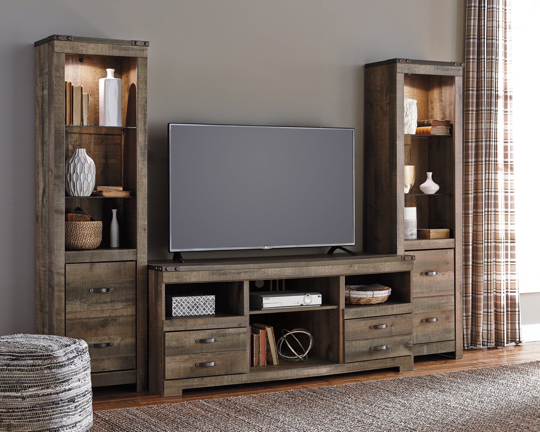 Sam's Furniture - Ashley Furniture - Trinell 3-Piece Entertainment Center - 3-Piece Entertainment Center / Brown - W446W18