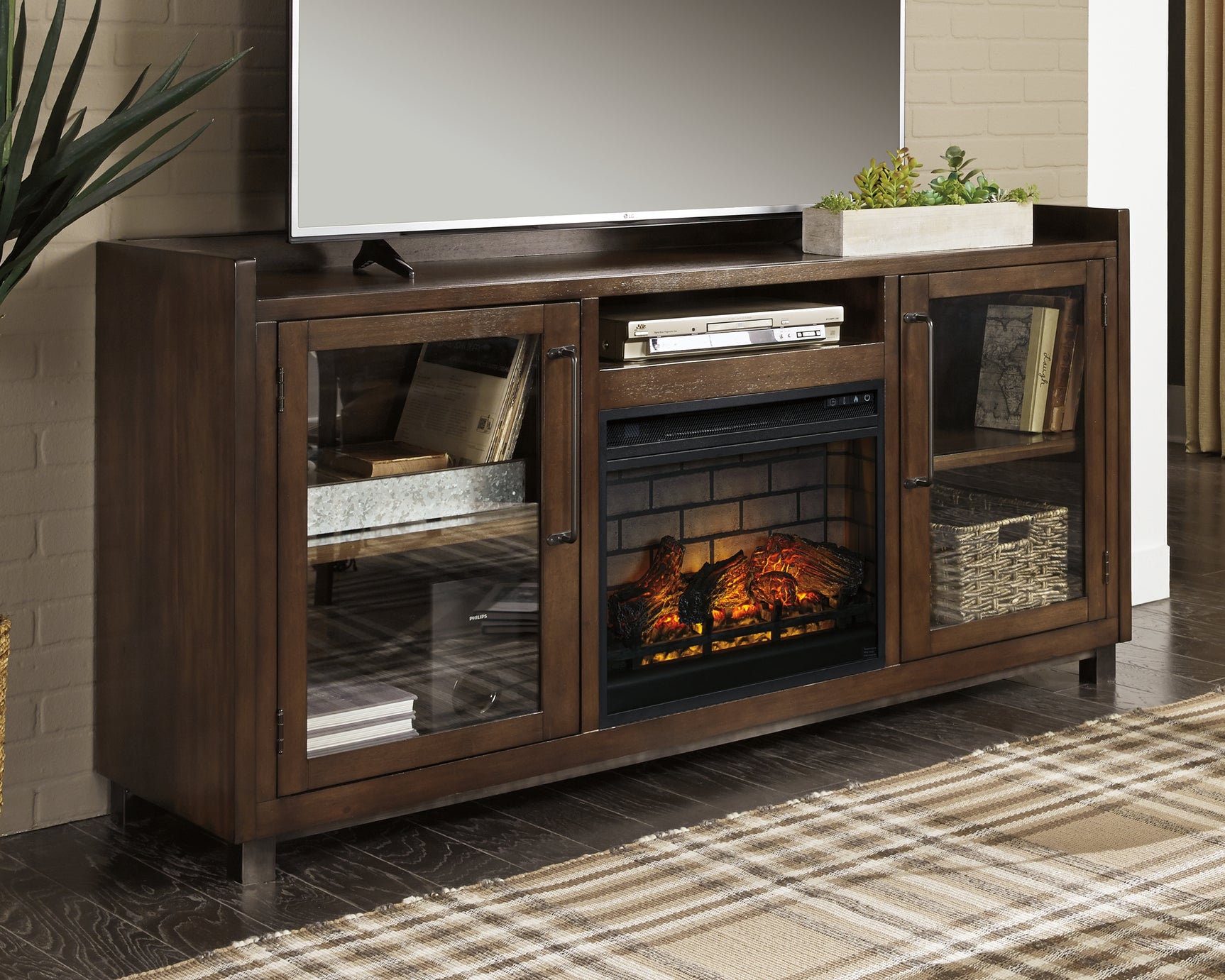 Sam's Furniture - Ashley Furniture - Starmore 70" TV Stand with Electric Fireplace - 70" TV Stand with Electric Fireplace / Brown - W633W5
