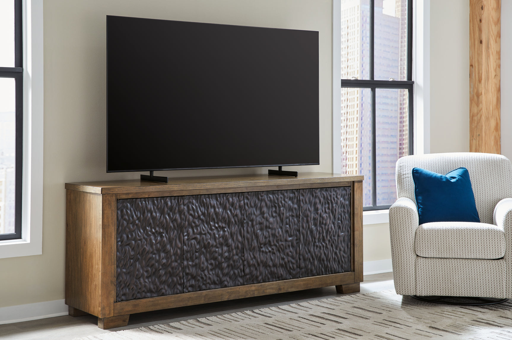 Sam's Furniture - Ashley Furniture - Rosswain 80" TV Stand - 80" / Warm Brown - W763-68