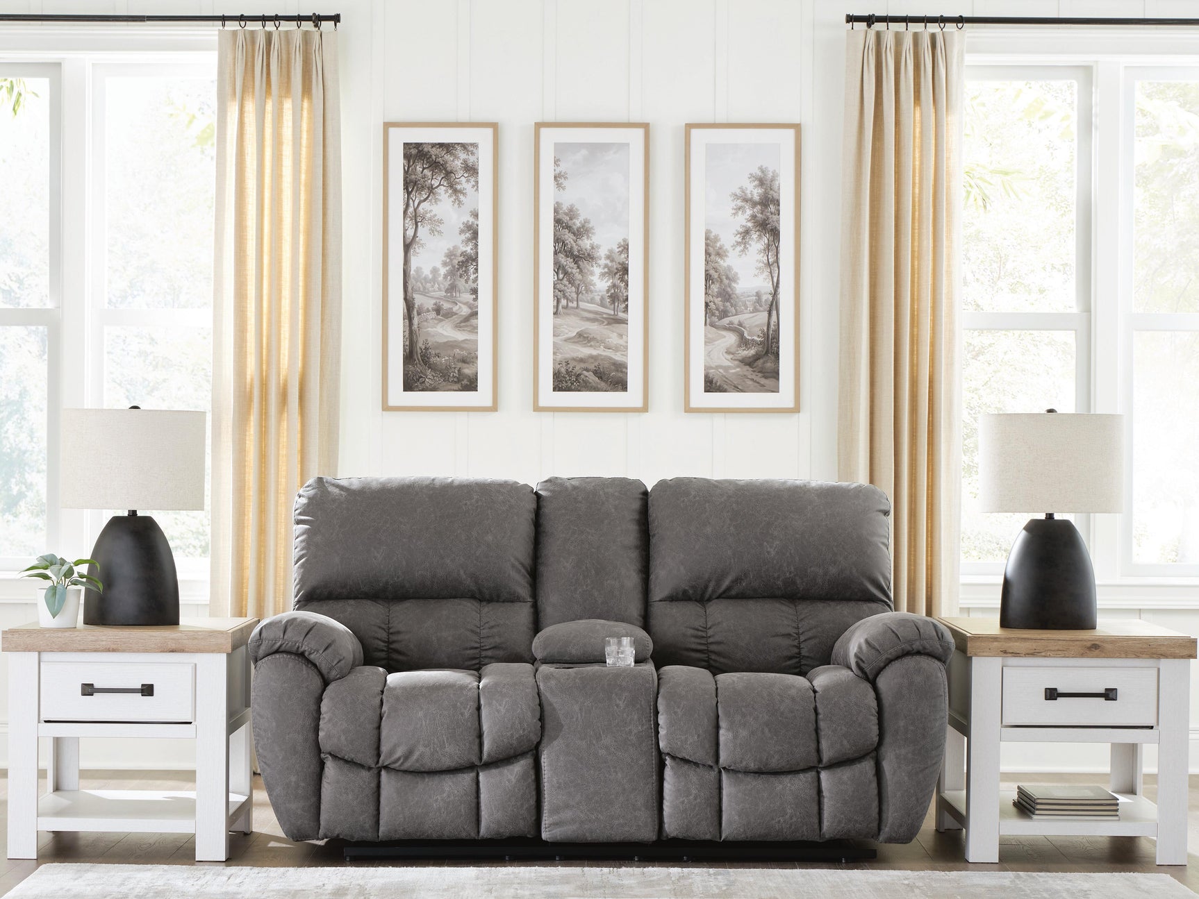 Sam's Furniture - Ashley Furniture - Bakerstein Living Room - PWR REC Loveseat/CON/ADJ HDRST - PC1250318