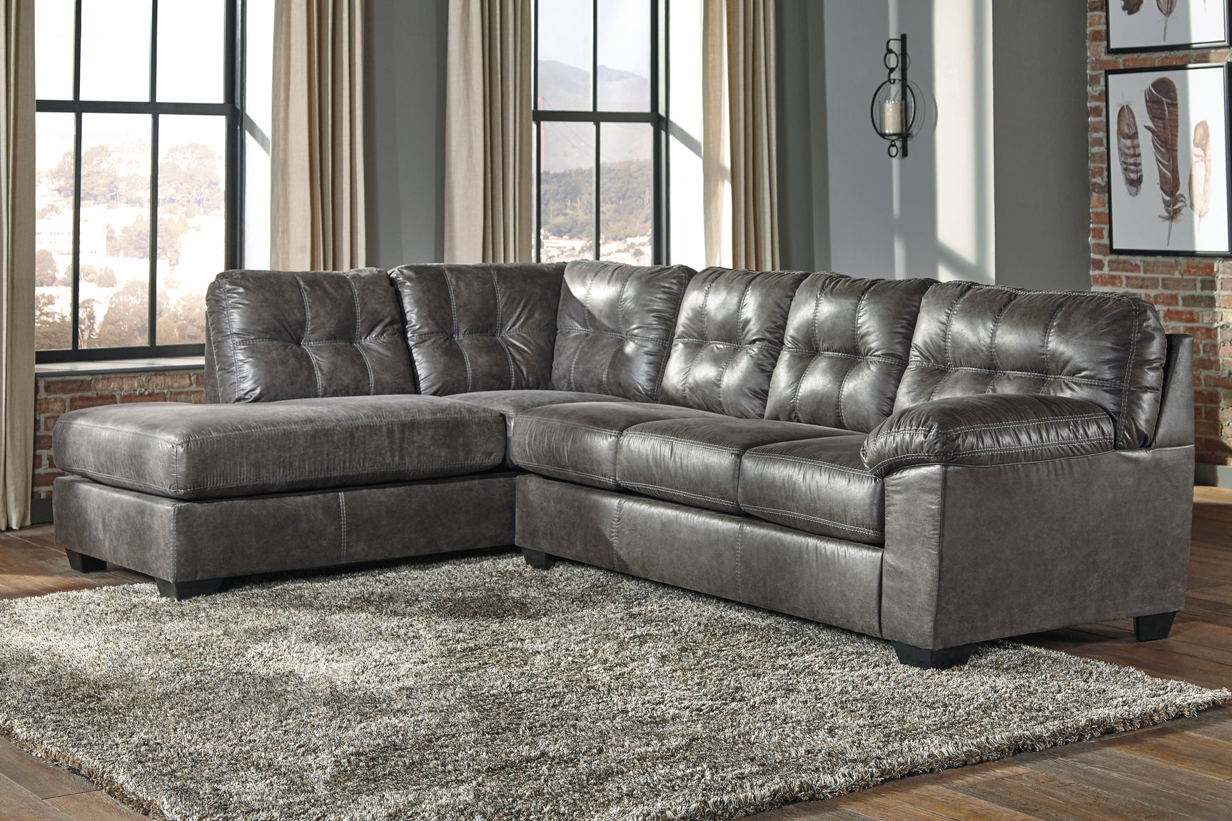 Sam's Furniture - Ashley Furniture - Fallston Sectional - RAF 2-Piece Sectional with Chaise / Slate - 17221S1