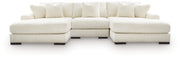 Sam's Furniture - Ashley Furniture - Lindyn Sectional - RAF 3-Piece Sectional with Double Chaise / Ivory - 21104S18