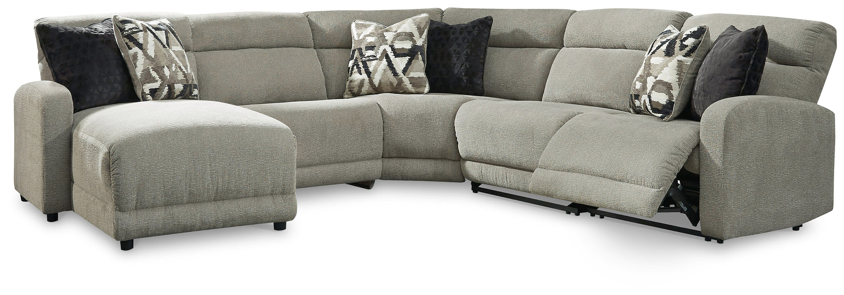 Sam's Furniture - Ashley Furniture - Colleyville Sectional - 5-Piece Power Reclining Sectional with Chaise / Stone - 54405S11