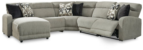Sam's Furniture - Ashley Furniture - Colleyville Sectional - 5-Piece Power Reclining Sectional with Chaise / Stone - 54405S11