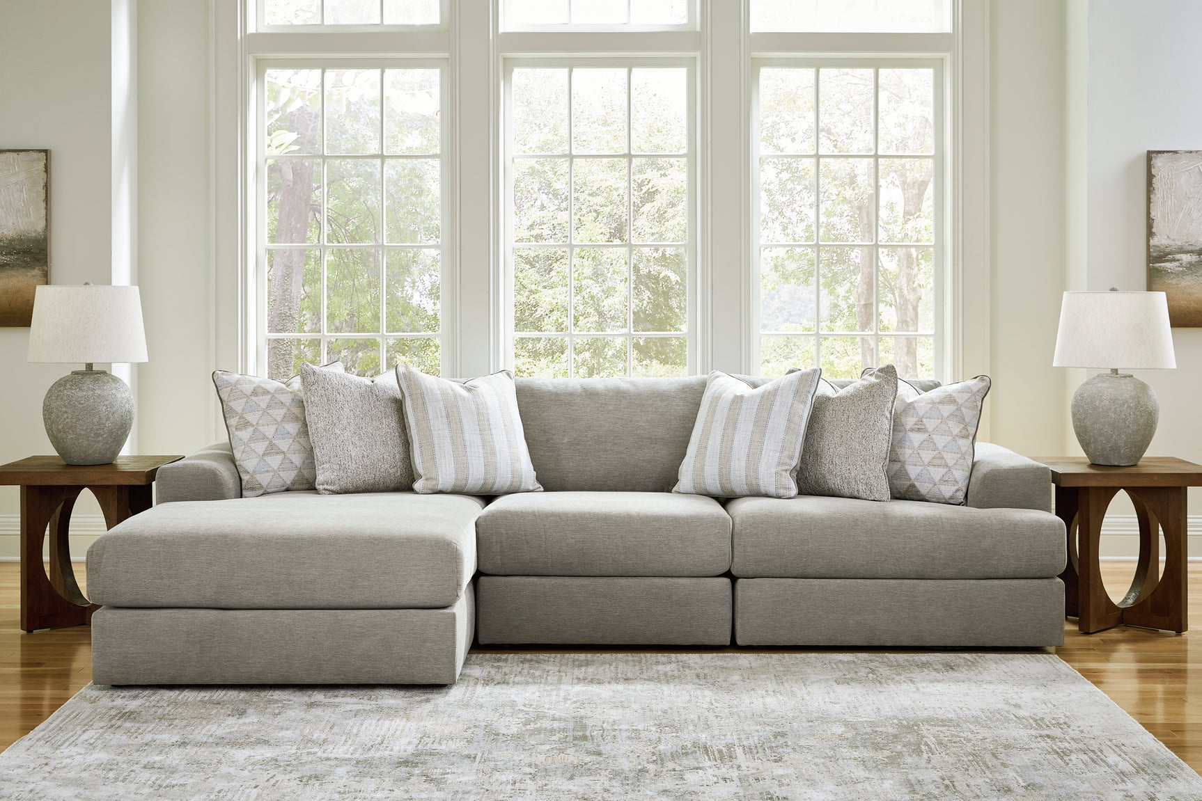 Sam's Furniture - Ashley Furniture - Avaliyah Sectional - RAF 3-Piece Sectional with Chaise / Ash - 58103S3