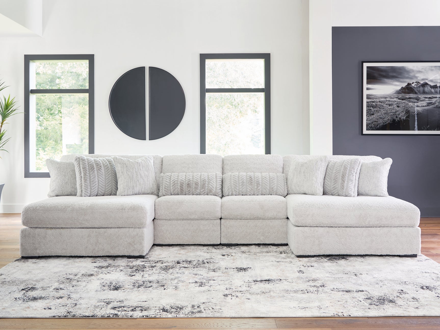 Sam's Furniture - Ashley Furniture - Cuddle Plush Sectional - 4-Piece Sectional with Chaise / Arctic - PC59106S4