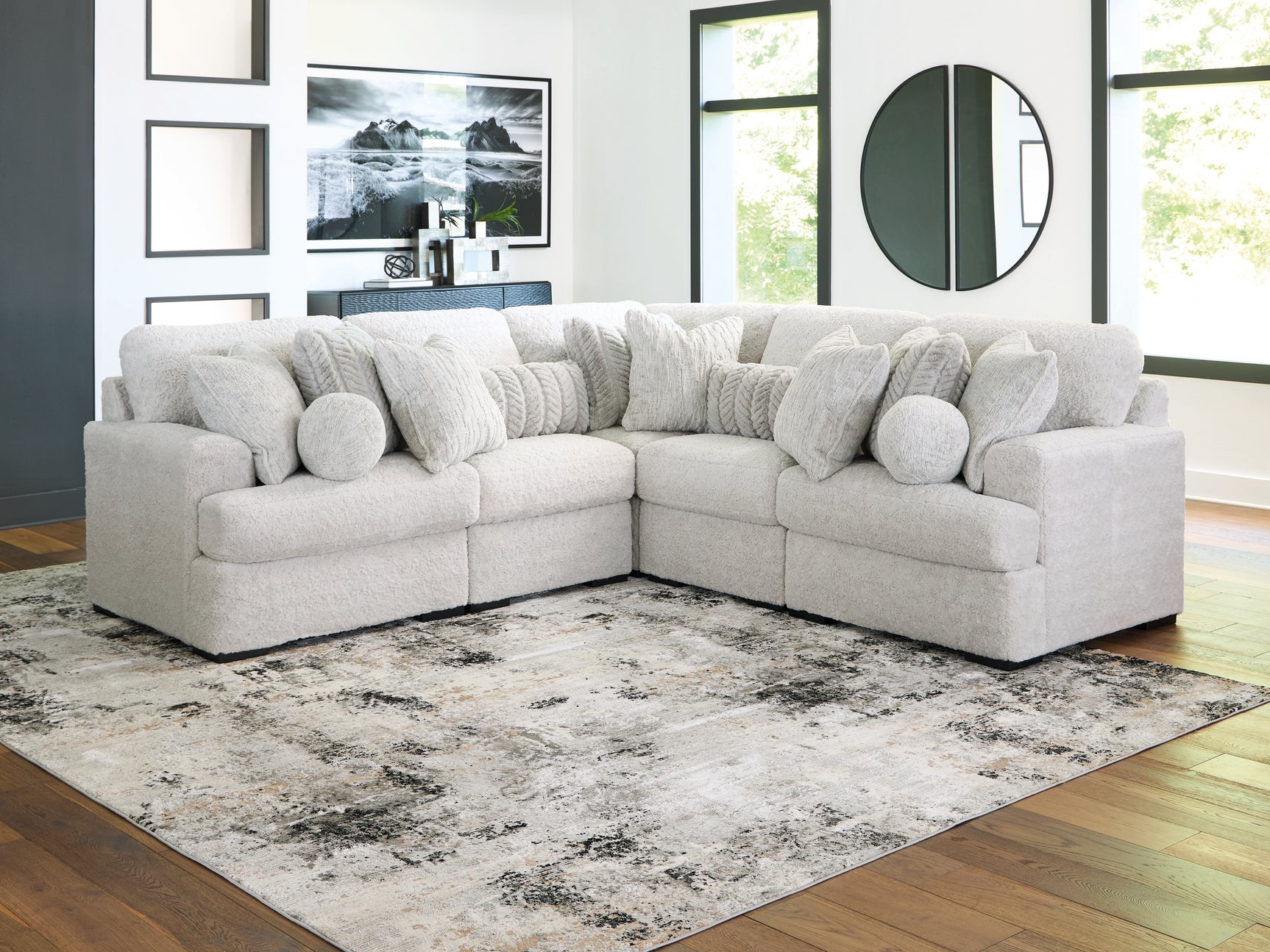 Sam's Furniture - Ashley Furniture - Cuddle Plush Sectional - RAF 5-Piece Sectional / Arctic - PC59106S2