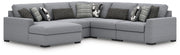 Sam's Furniture - Ashley Furniture - Bealton Sectional - RAF 5-Piece Sectional with Chaise / Salt and Pepper - 61305S8