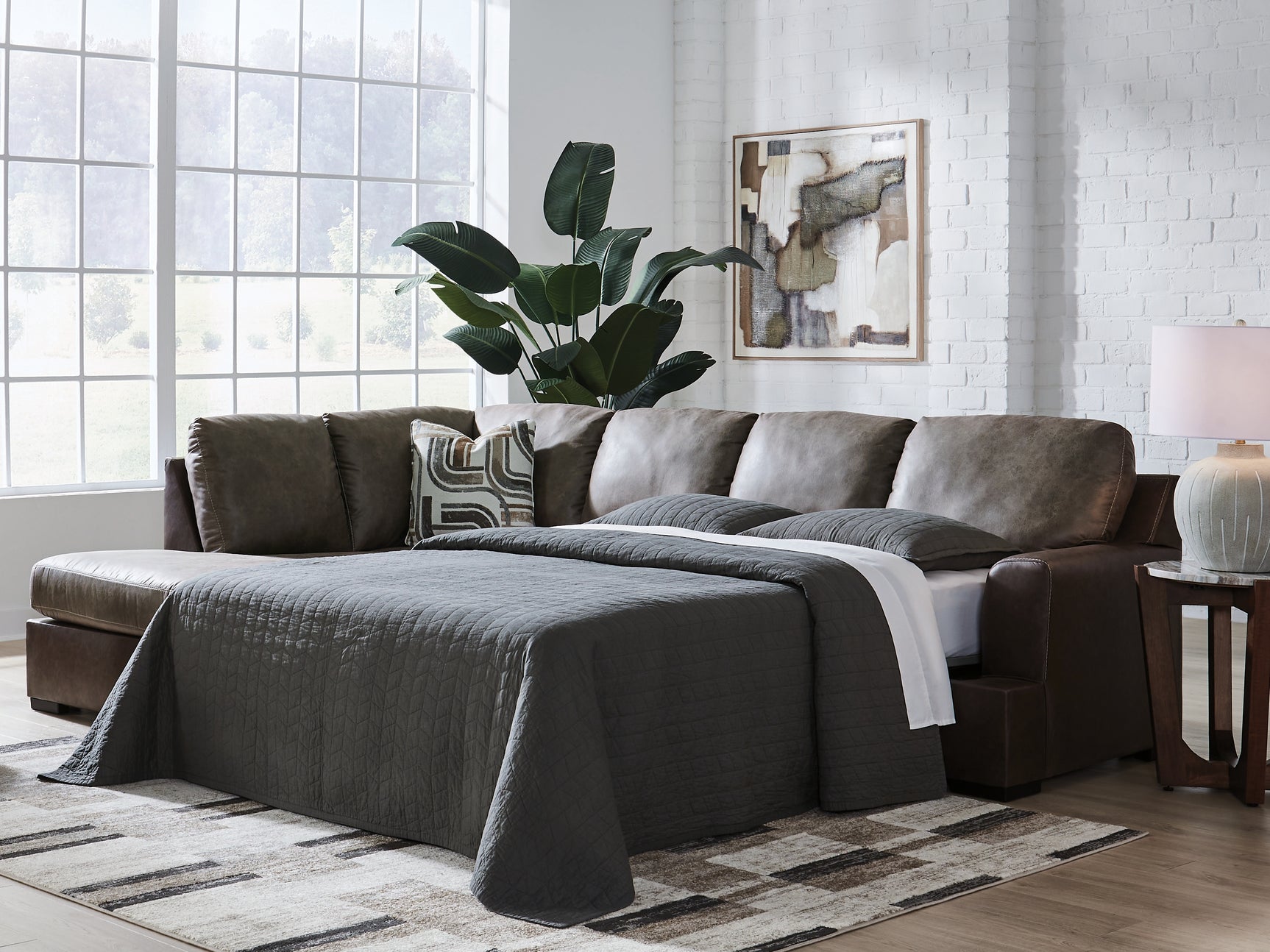 Sam's Furniture - Ashley Furniture - Castille Way Sectional - RAF 2-Piece Sleeper Sectional with Chaise / Fossil - PC62703S4