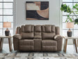 Sam's Furniture - Ashley Furniture - Lowilla Living Room - DBL Rec Loveseat w/Console / Driftwood - PC6450694