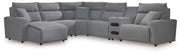 Sam's Furniture - Ashley Furniture - ModMax II Sectional - 6-Piece Reclining Sectional with Chaise and Audio Console / Salt and Pepper - 65906S29