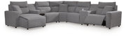Sam's Furniture - Ashley Furniture - ModMax II Sectional - 7-Piece Power Reclining Sectional with Chaise and Audio Console / Salt and Pepper - 65906S43
