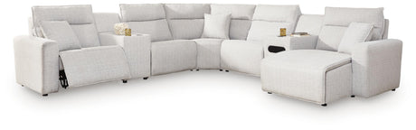 Sam's Furniture - Ashley Furniture - ModMax II Sectional - 7-Piece Power Reclining Sectional with Chaise and Audio Console / Stone - 65907S45