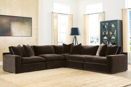 Sam's Furniture - Ashley Furniture - Maxton Heights Sectional - RAF 5-Piece Sectional / Bittersweet - 67807S4