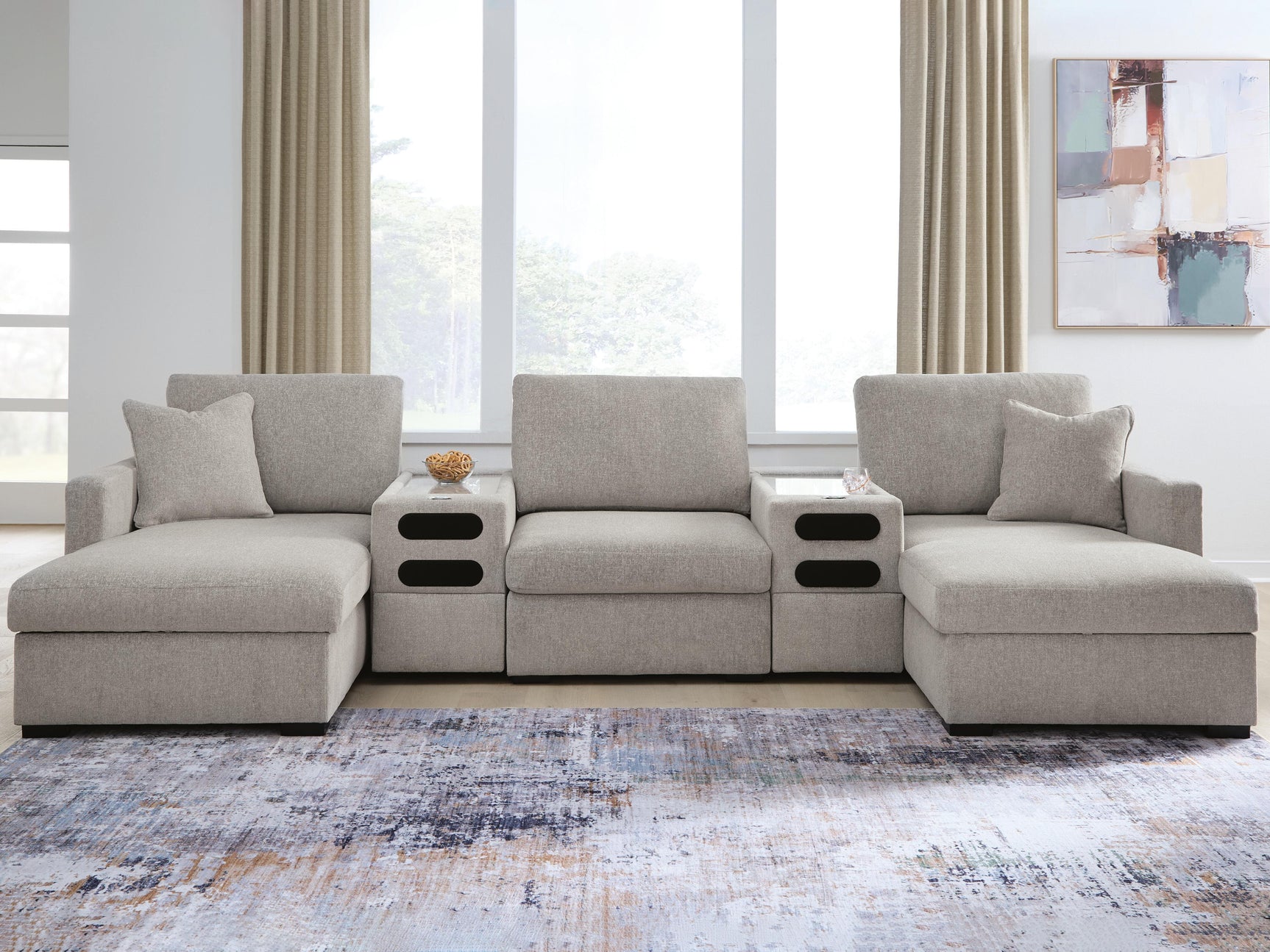 Sam's Furniture - Ashley Furniture - ModMax Luxe Sectional - RAF 5-Piece Double Chaise Sectional with Audio Consoles - 68605S43