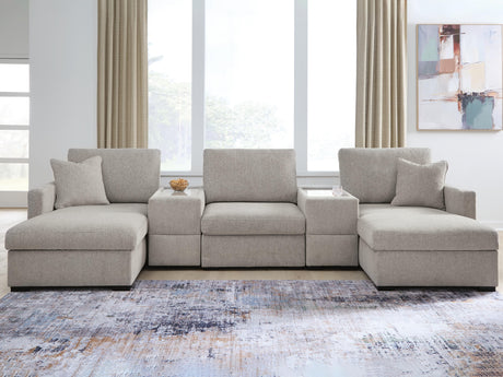 Sam's Furniture - Ashley Furniture - ModMax Luxe Sectional - RAF 5-Piece Double Chaise Sectional with Storage Consoles / Flint - 68605S38