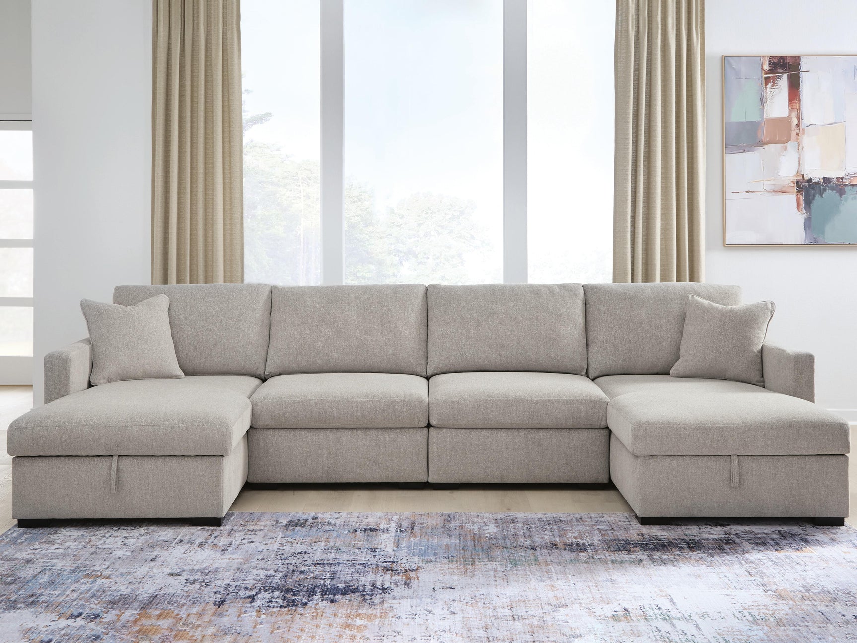 Sam's Furniture - Ashley Furniture - ModMax Luxe Sectional - RAF 4-Piece Double Storage Chaise Sectional / Flint - 68605S62
